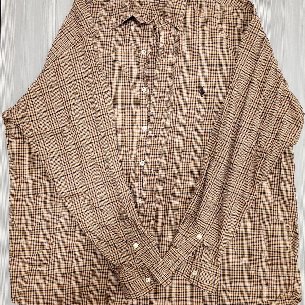 Polo Ralph Lauren Men's Tan Plaid Button Down Shirt